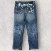 J Daniel Embroidered Straight Fit Jeans - W34 L28