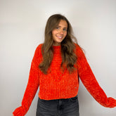 Guess Cropped Plush Knit Sweater - XS