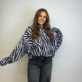 Nike Zebra Print Cropped Sweatshirt - L