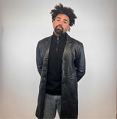 Vintage Half Trench Leather Jacket - M