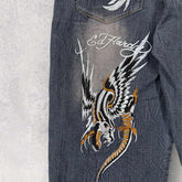 Demson Jeans Straight Fit Embroidered Jeans - W28 L32