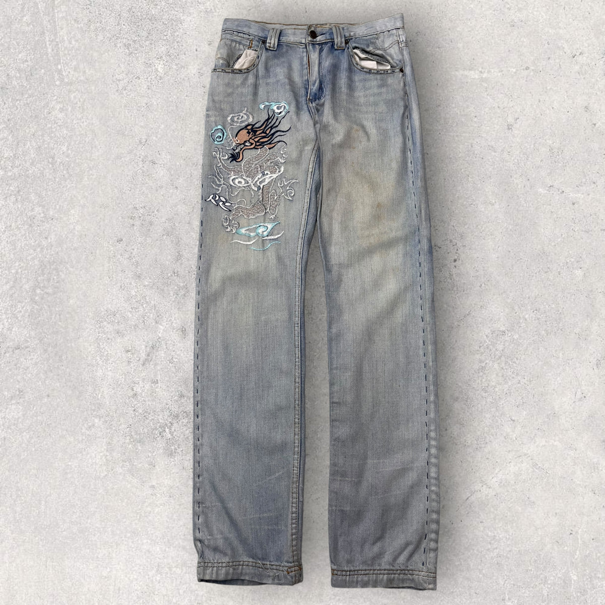 Y2K Vintage Embroidered Jeans - W28 L32