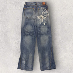 Vintage Japanese  Samuri Embroidered Jeans - W30 L33