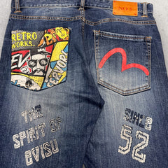 Evisu Slim Fit Embroidered Jeans - W34 L32