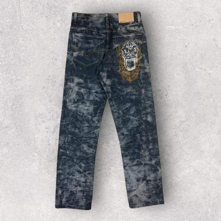 Tie Dye Embroidered Jeans - W29 L30