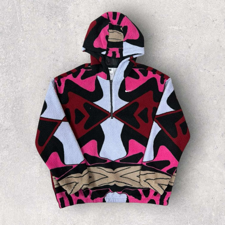 Nike Teddy Fleece Print 1/4 Zip Hoodie - M