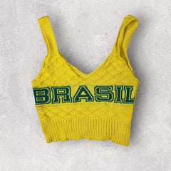 Brazil Knitted Cropped Tank Top - M
