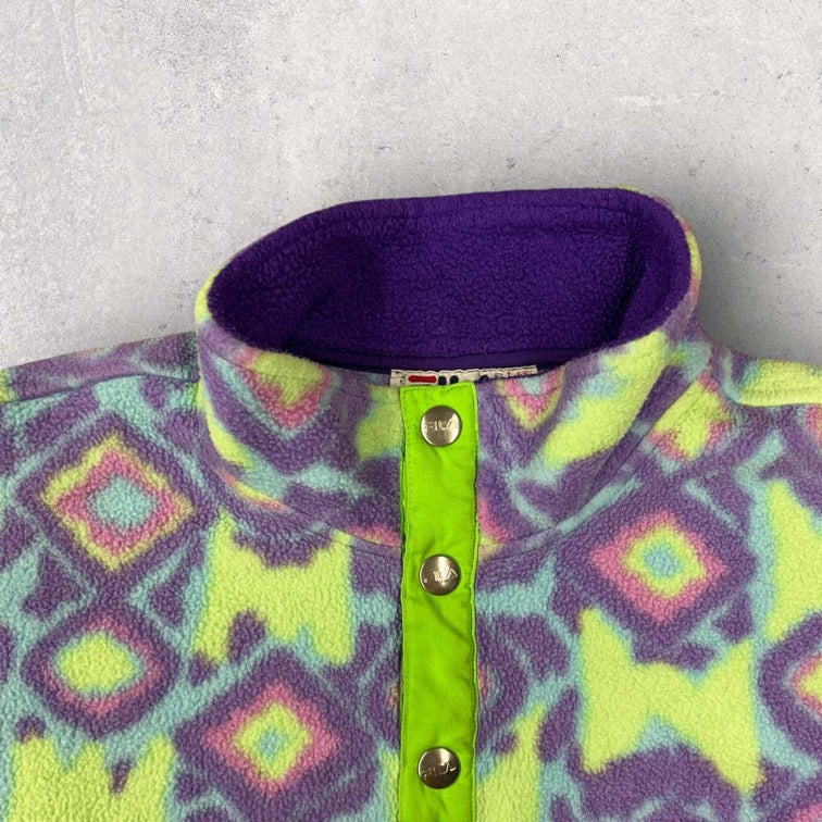 Vintage 90s FILA 1/4 Button Fleece - S