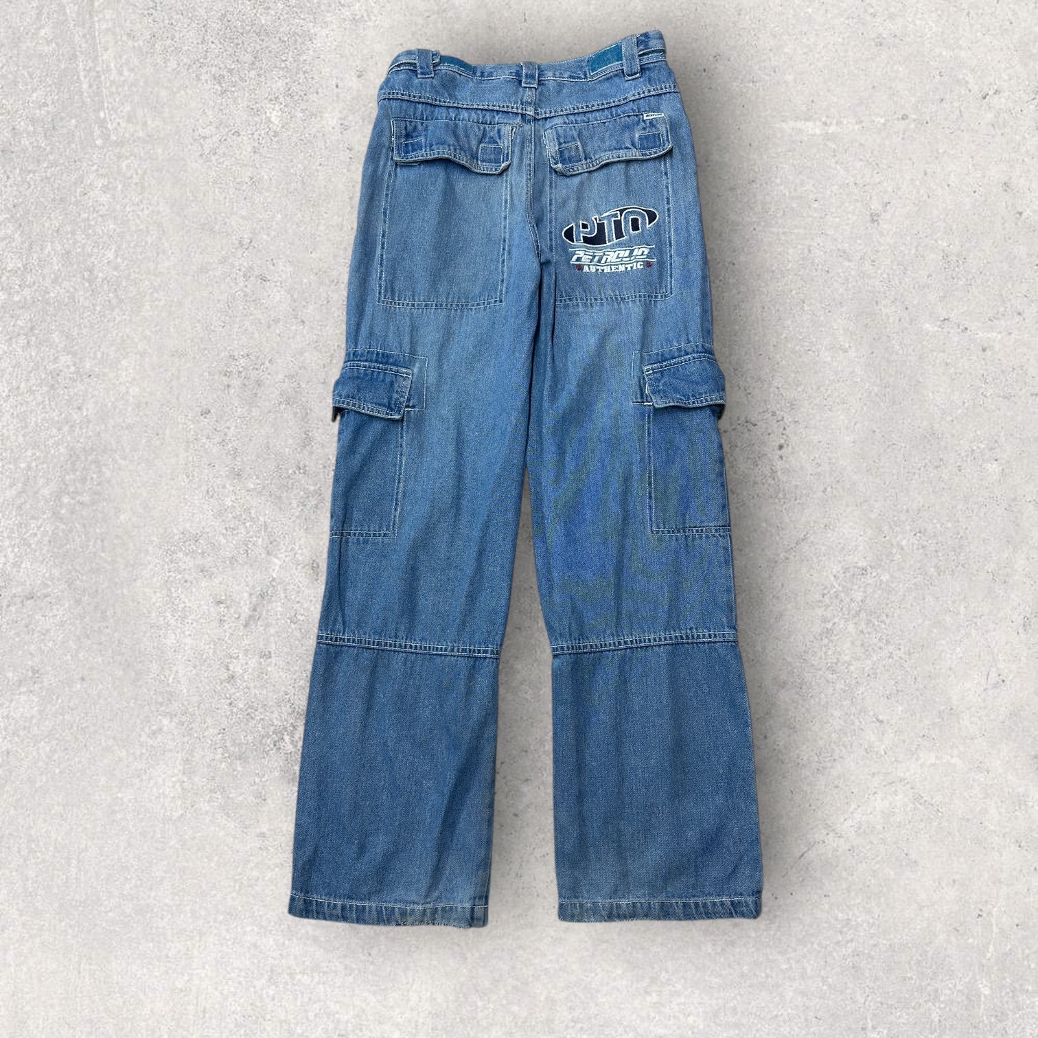 PTO Baggy Embroidered Cargo Jeans - W28 L29