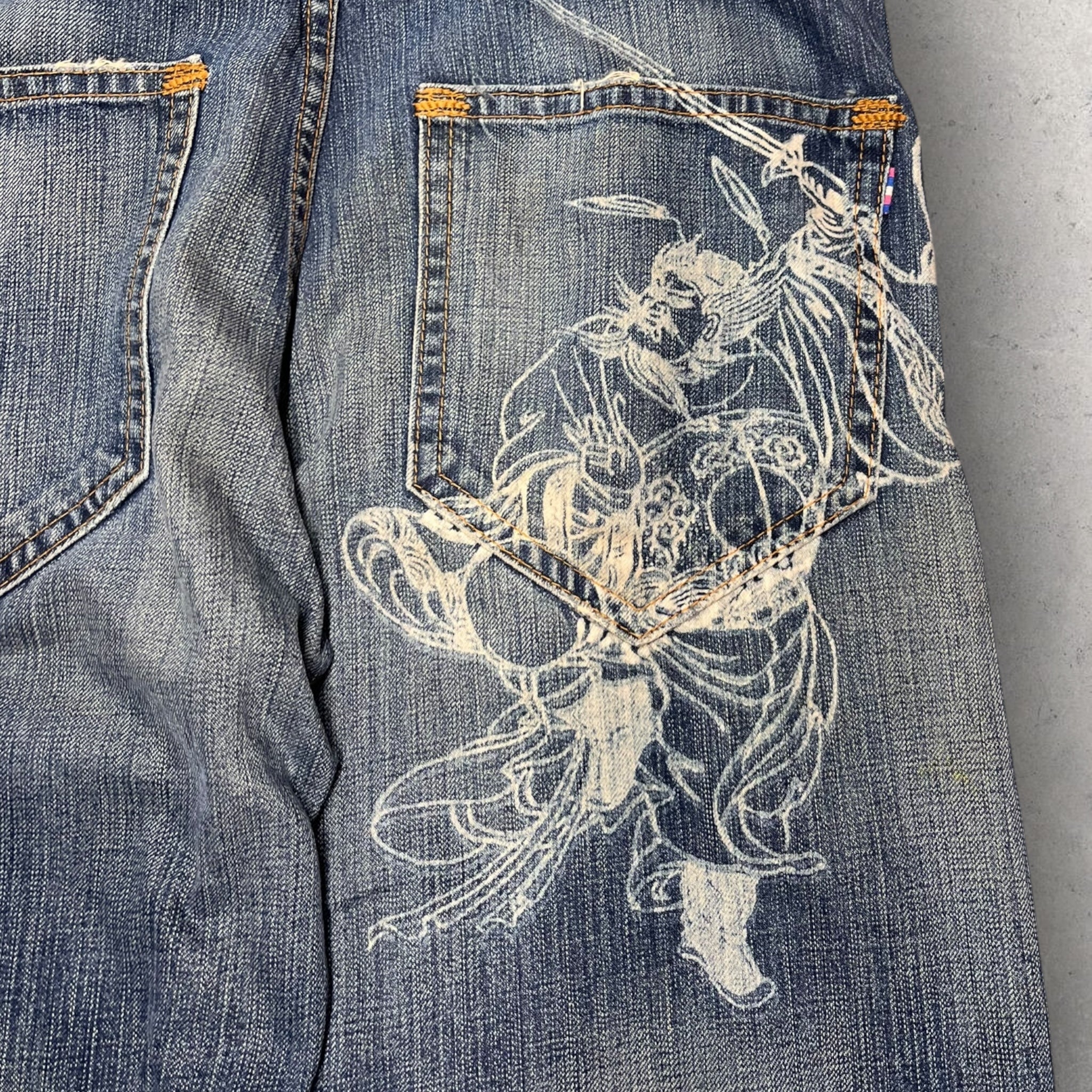 Vintage Japanese  Samuri Embroidered Jeans - W30 L33