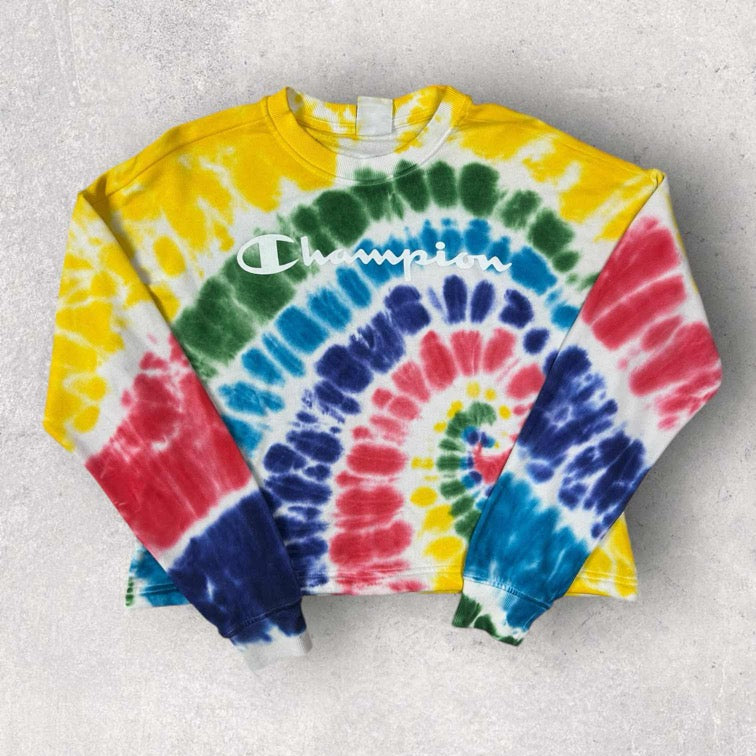Champion Cropped Tie Dye Sweatshirt - S