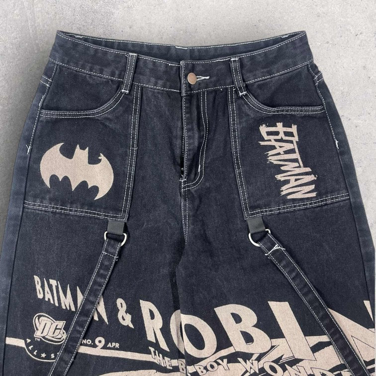Romwe Batman Graphic Tactical Jeans - L