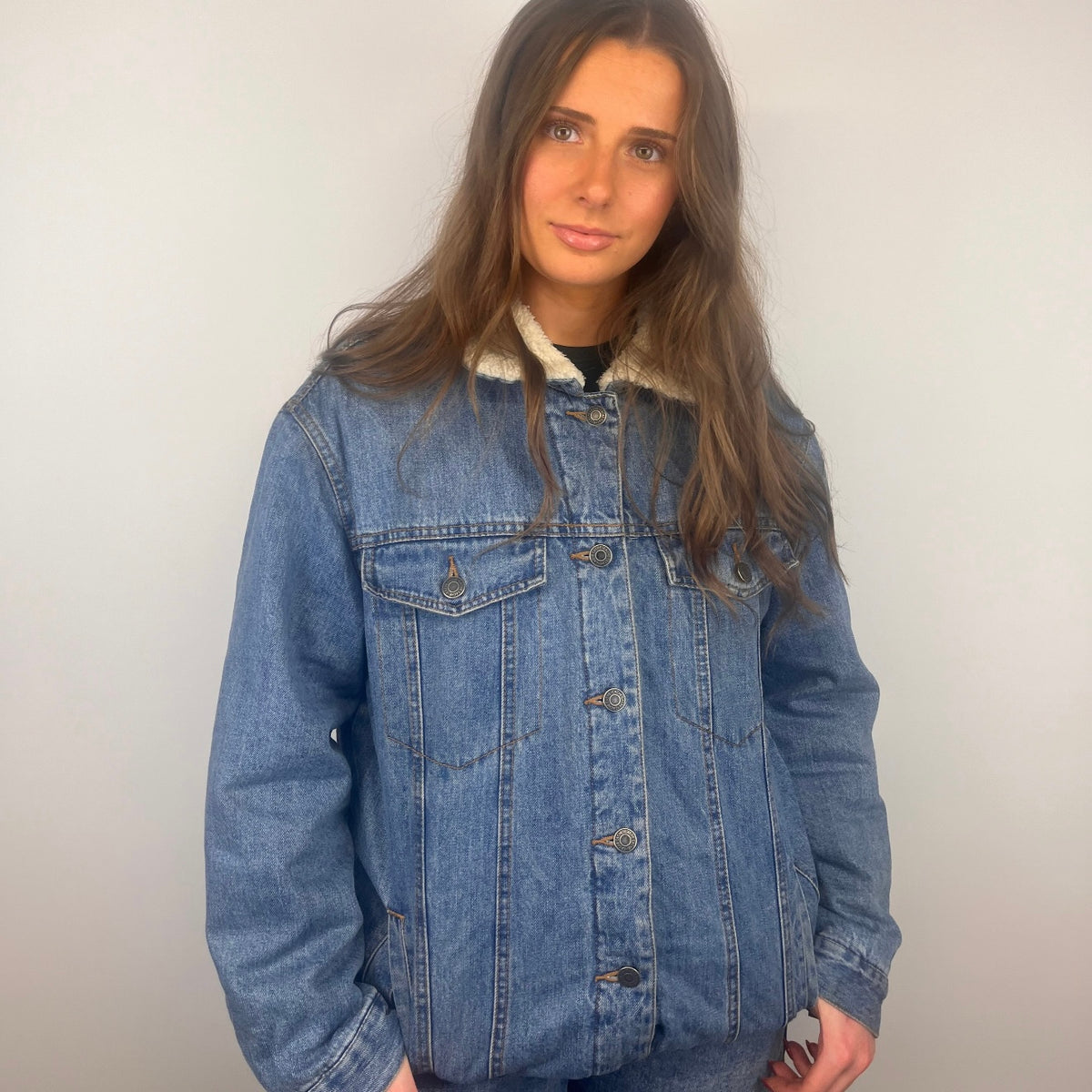 Fluffy Embroidered Denim jacket - M